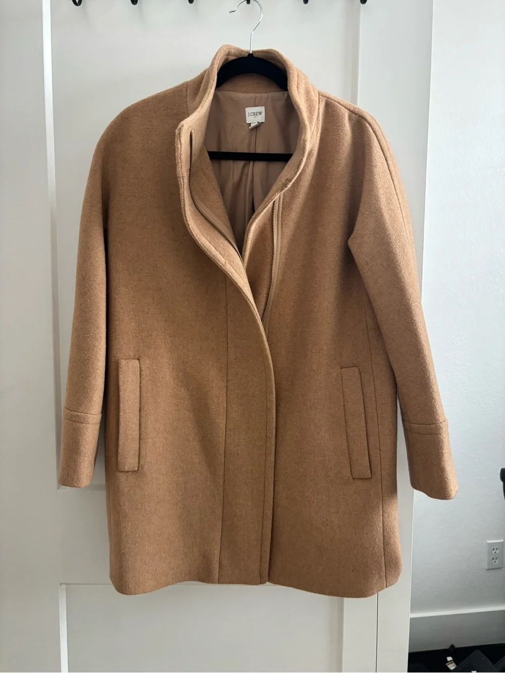 J. Crew Camel Wool Coat with Stand Collar